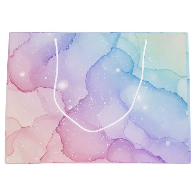 Pastel Mermaid Stardust Watercolor Abstract Large Gift Bag (Front)