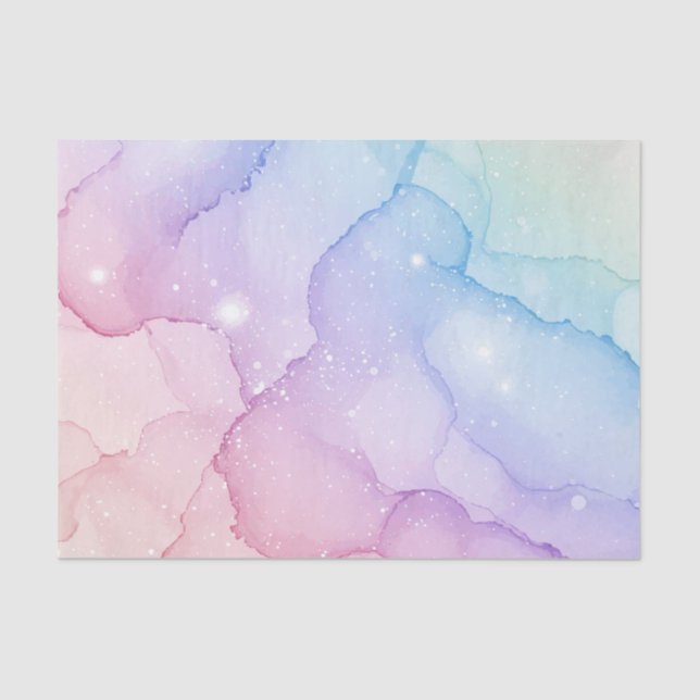 Pastel Mermaid Stardust Watercolor Abstract Tissue Paper (Front)