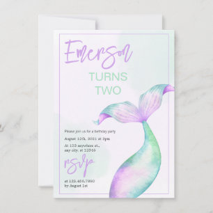 Pastel Mermaid Tail Birthday Invitation