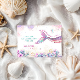 Pastel Mermaid Tail Ocean Thankful Girl Thank You Card