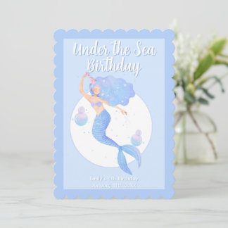 Pastel Mermaid Theme Kids Birthday Party Invitation