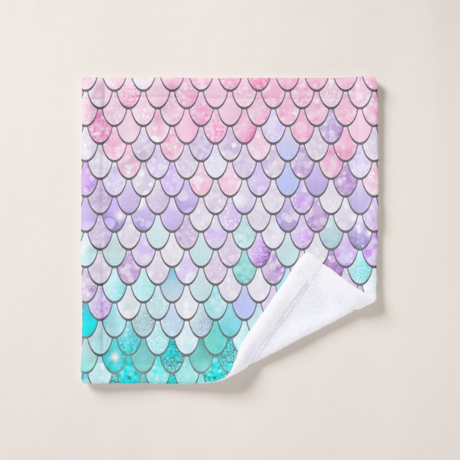 Pastel Mermaid Towels and Wash Cloth (Wash Cloth)