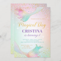 Pastel Mermaid Under The Sea Birthday Invitation