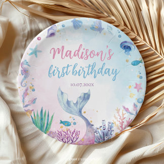 Pastel Mermaid Under The Sea Birthday Party Paper Plates