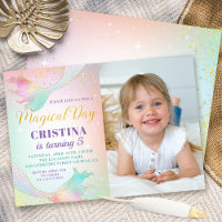 Pastel Mermaid Under The Sea Birthday Photo Invitation