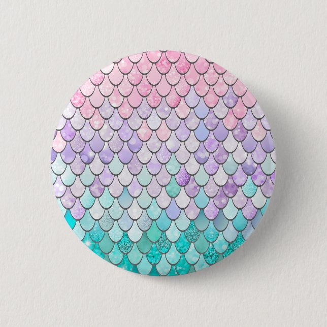 Pastel Merrmaid Scales Pattern Button (Front)