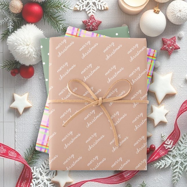 Pastel Merry Christmas Rainbow Wrapping Paper Sheets (Creator Uploaded)