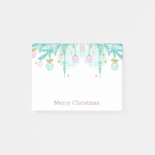 Pastel Merry Christmas Watercolor Holiday Garland Post_it Notes