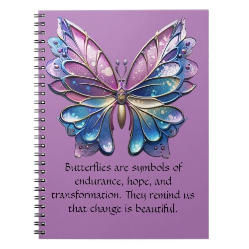Pastel Metallic Butterfly inspirational Notebook