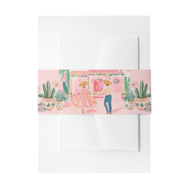 Pastel Mexican Town Invitation Belly Band (Front Example)