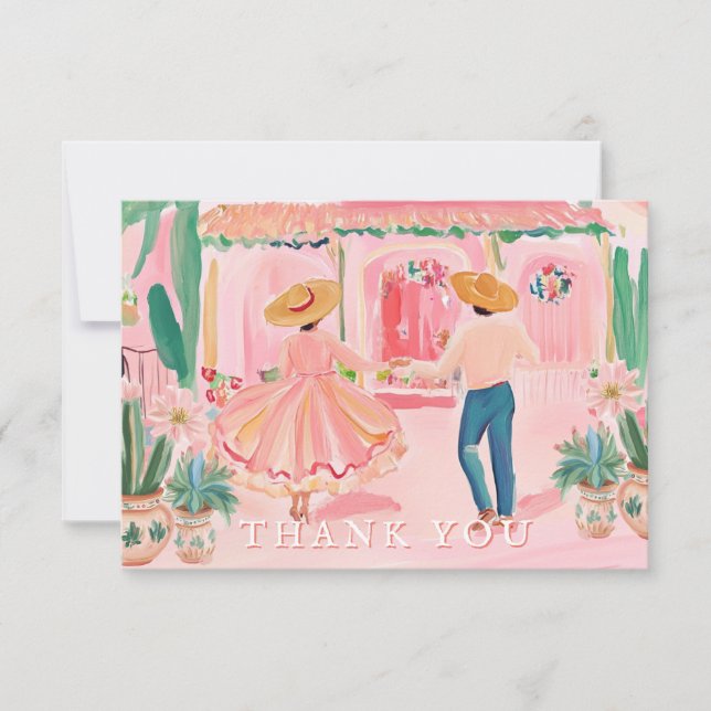 Pastel Mexican Town Thank You Card (Front)