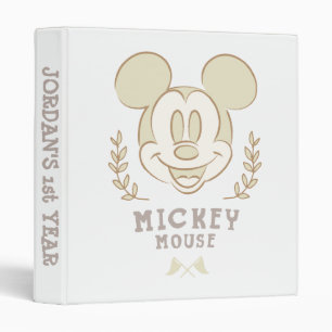 Pastel Mickey Mouse Sporty Badge 3 Ring Binder