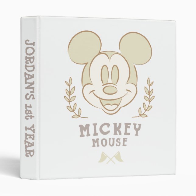 Pastel Mickey Mouse Sporty Badge 3 Ring Binder (Front/Spine)