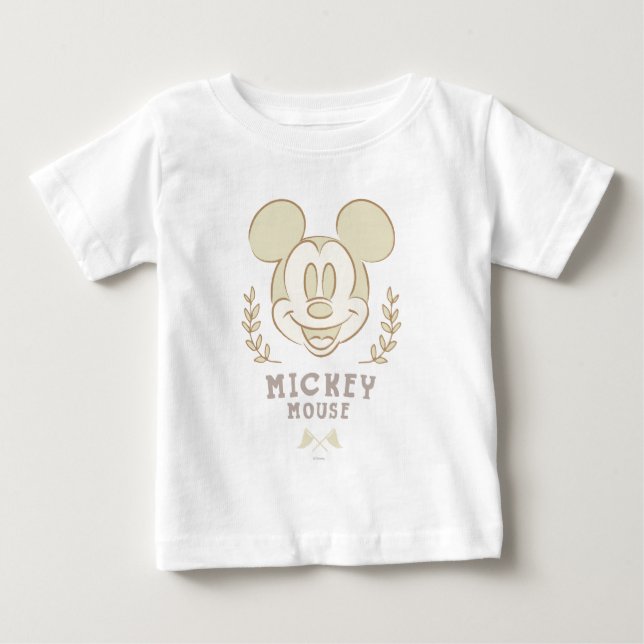 Pastel Mickey Mouse Sporty Badge Baby T-Shirt (Front)