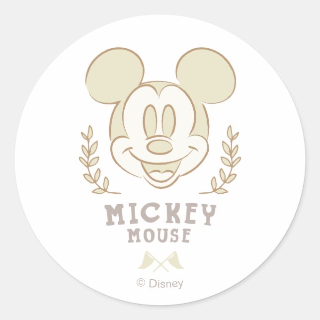 Pastel Mickey Mouse Sporty Badge Classic Round Sticker (Front)