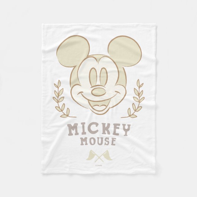 Pastel Mickey Mouse Sporty Badge Fleece Blanket (Front)