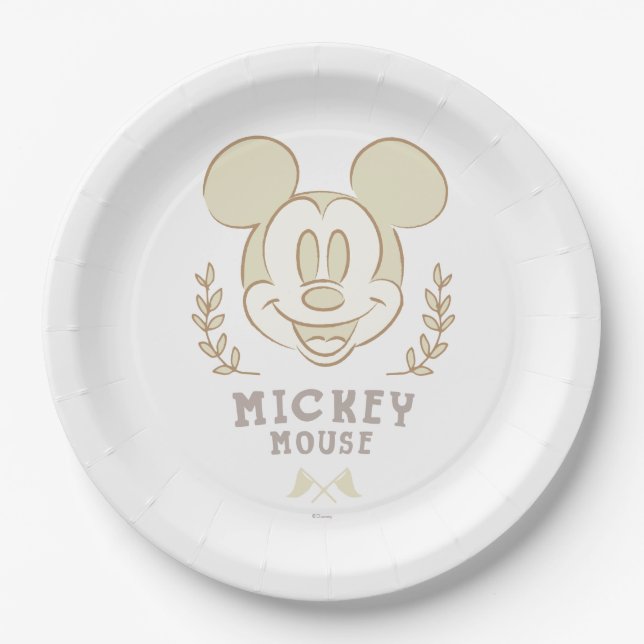Pastel Mickey Mouse Sporty Badge Paper Plates (Front)