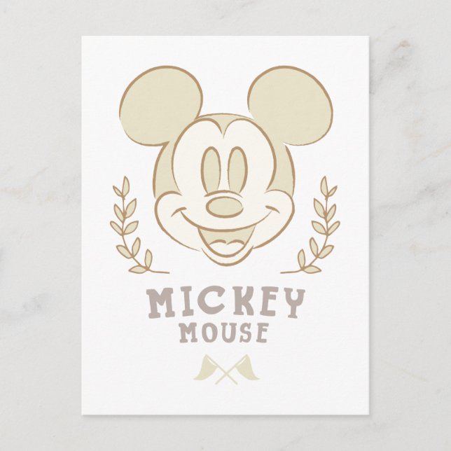 Pastel Mickey Mouse Sporty Badge Postcard (Front)