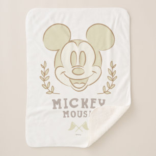 Pastel Mickey Mouse Sporty Badge Sherpa Blanket