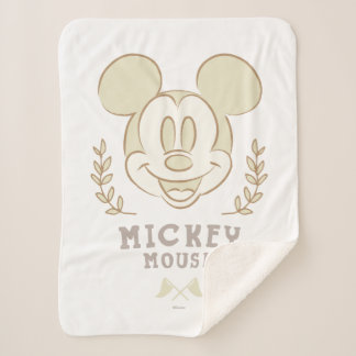 Pastel Mickey Mouse Sporty Badge Sherpa Blanket