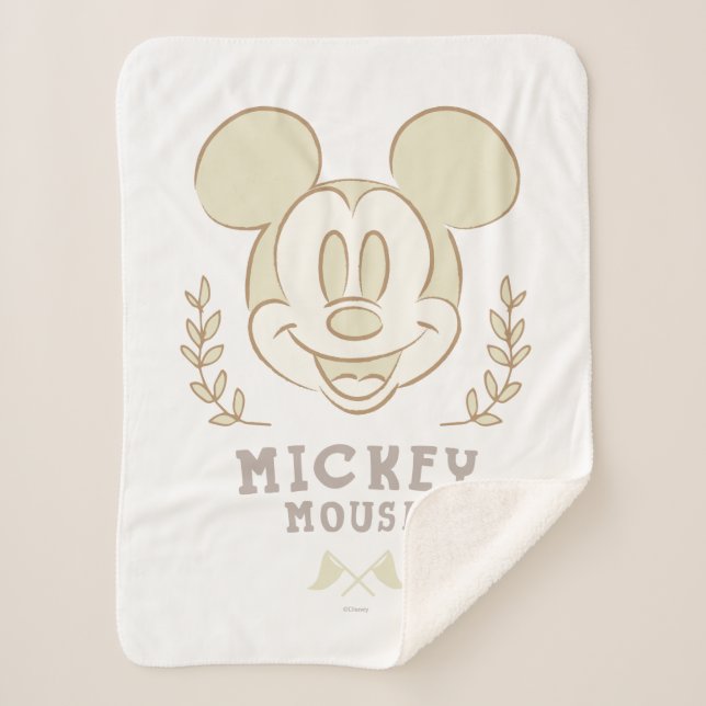 Pastel Mickey Mouse Sporty Badge Sherpa Blanket (Front)