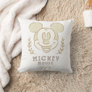 Pastel Mickey Mouse Sporty Badge Throw Pillow