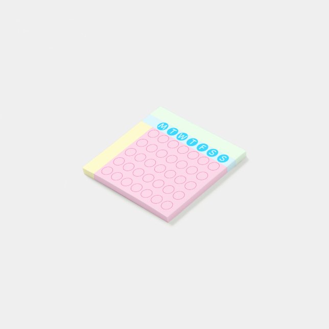 Pastel Mini Calendar Circles Habit Tracker Post-it Notes (Angled)