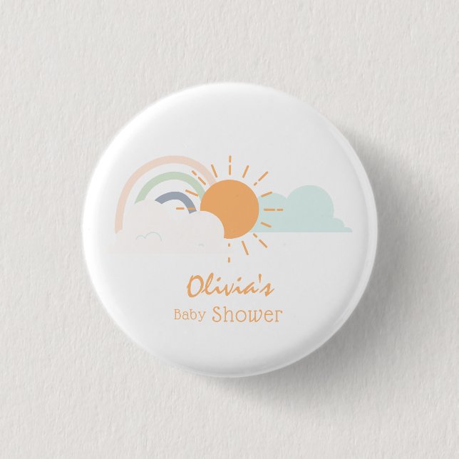 Pastel Minimal Baby Shower Button (Front)