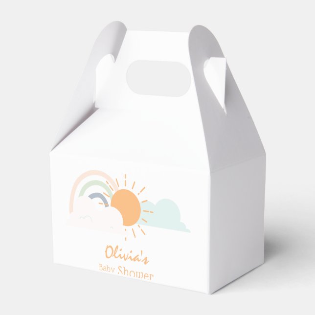 Pastel Minimal Baby Shower Favor Boxes (Front Side)
