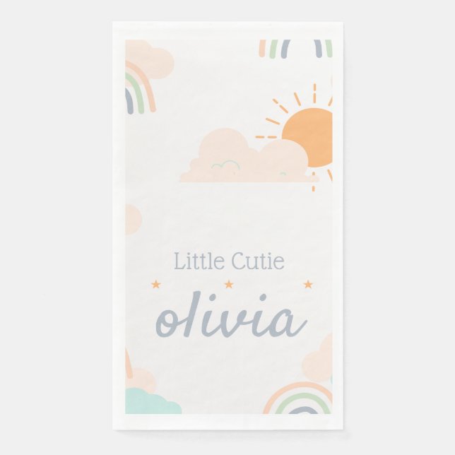 Pastel Minimal Baby Shower Paper Guest Towels (Front)