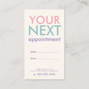 Pastel Minimal Basic Appointment Card by birchandoak at Zazzle
