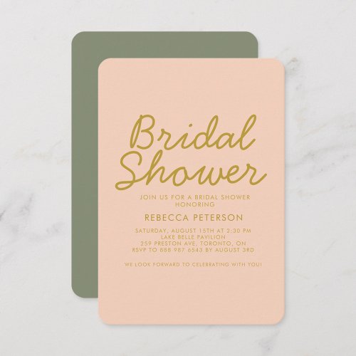 Pastel Minimal Typography Modern Bridal Shower  Invitation