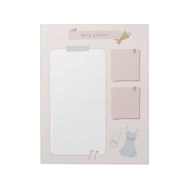 Pastel Minimalist Daily Planner Notepad (Rotated)