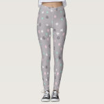 Pastel minimalist modern floral leggings<br><div class="desc">Pastel modern minimalist floral in pastel colors with gray background</div>