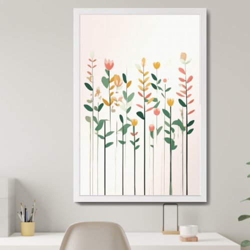 Pastel Minimalist Spring Flowers Wall Decor