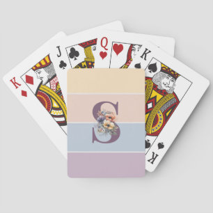 Pastel minimalist stripes with watercolors flowers poker cards