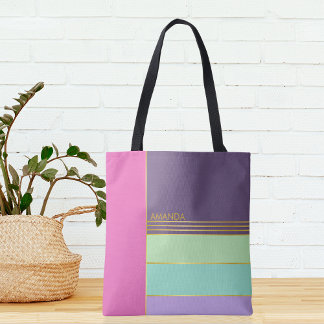 Pastel Minimalist Trendy Stylish Chic Colorful Tote Bag