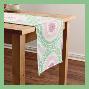 Pastel Mint and Rose Mandala Design Medium Table Runner