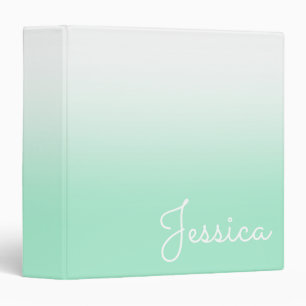 Pastel Mint and White Ombre 3 Ring Binder