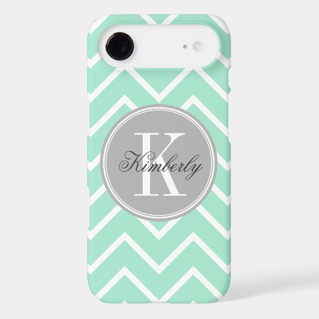 Pastel Mint Chevron with Gray Chevron Case-Mate iPhone Case (Back)