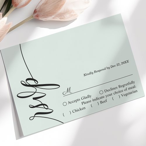 Pastel Mint Elegant Calligraphy Wedding Rsvp Card