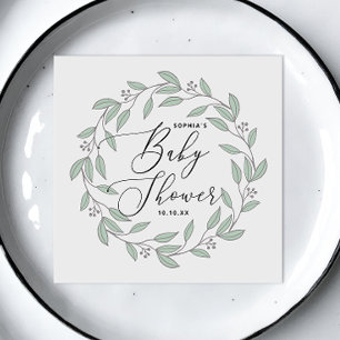 Pastel mint floral delicate script baby shower napkins