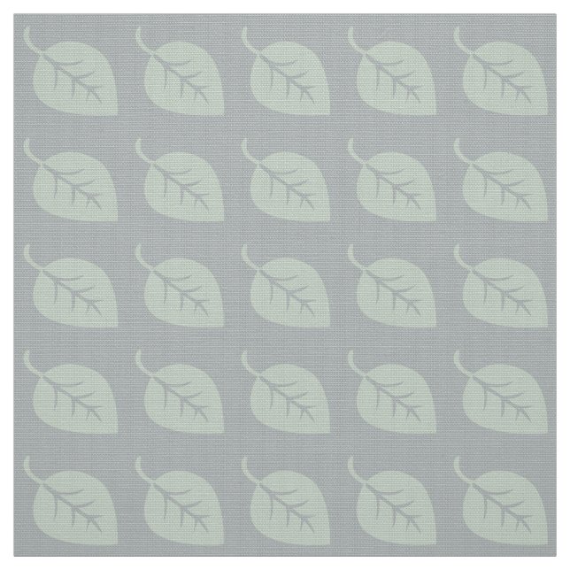 Pastel Mint Gray Leaf Pattern Fabric (Swatch)