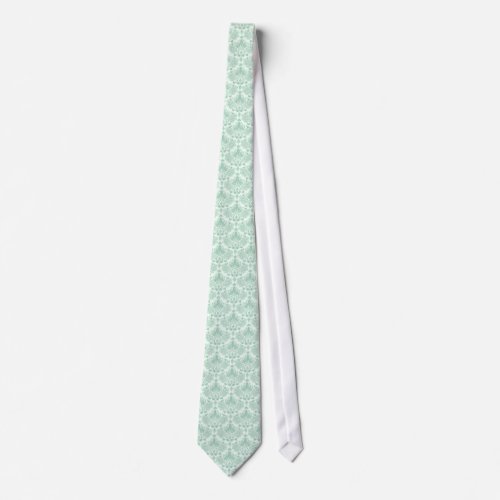 Pastel Mint_Green 10 Vintage Floral Damasks Neck Tie