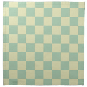 Pastel Mint Green and Pale Yellow Checkerboard Cloth Napkin