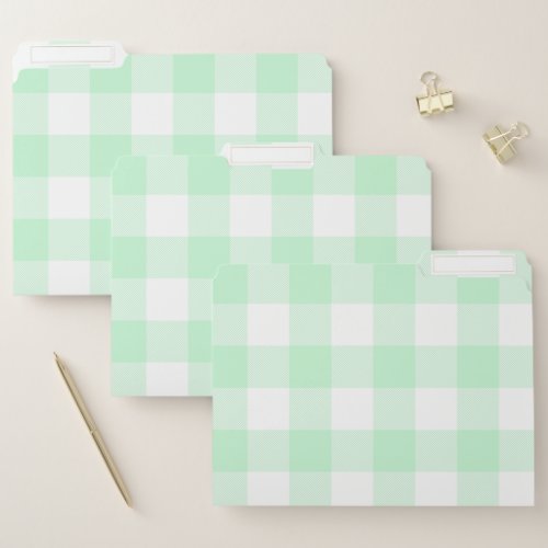 Pastel Mint Green and White Buffalo Plaid File Folder