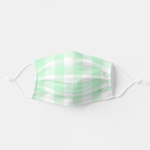 Pastel Mint Green and White Gingham Pattern Adult Cloth Face Mask