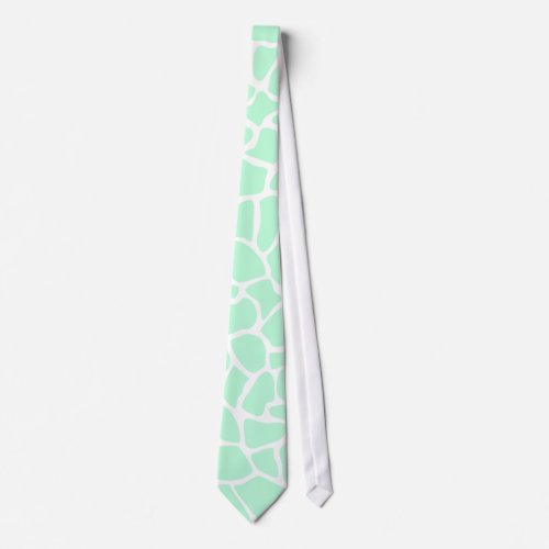 Pastel Mint Green Animal Print Giraffe Pattern Neck Tie