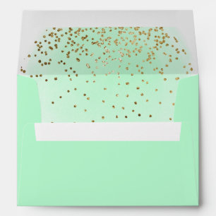 Pastel Mint Green Gold Glitter Christmas Envelope