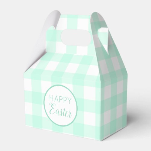 Pastel Mint Green Happy Easter Plaid Pattern Favor Boxes